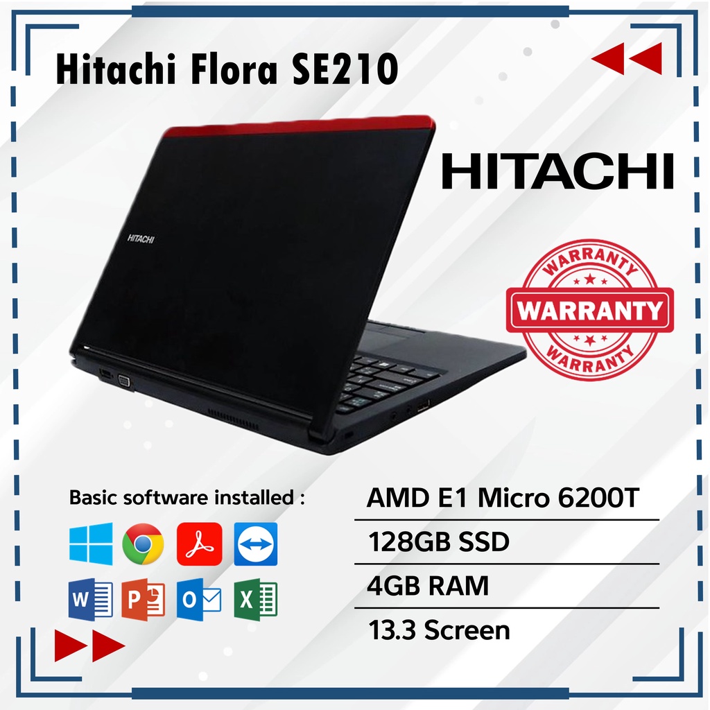 Laptop Hitachi Flora SE210 AMD Processor 4GB RAM 128GB SSD 13.3 Inch Screen  | Shopee Malaysia