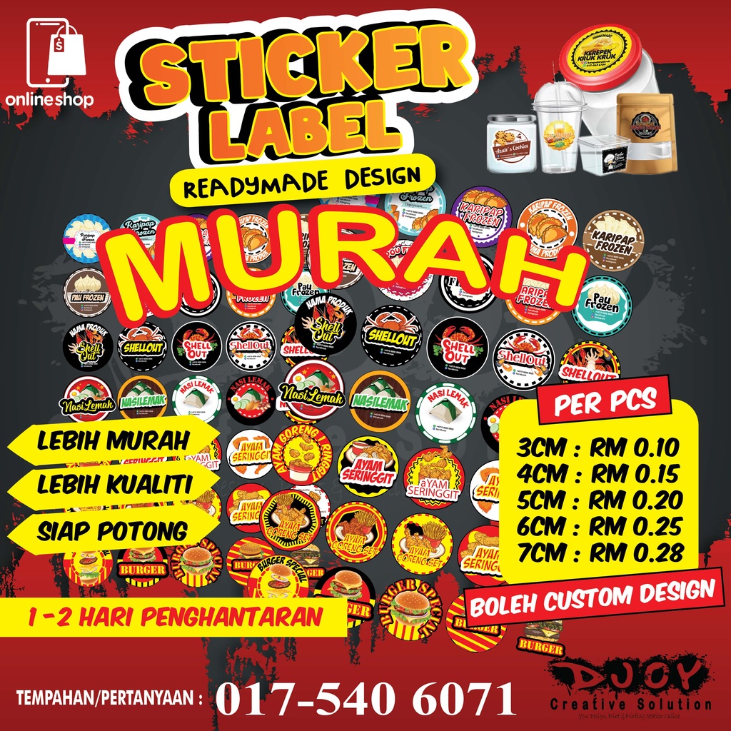 STICKER Label Printing Hot 3CM to 7CM | Shopee Malaysia