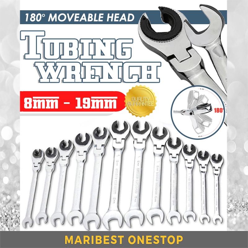 8MM 19MM Tubing Ratchet Wrench Spanner with Flexible Head