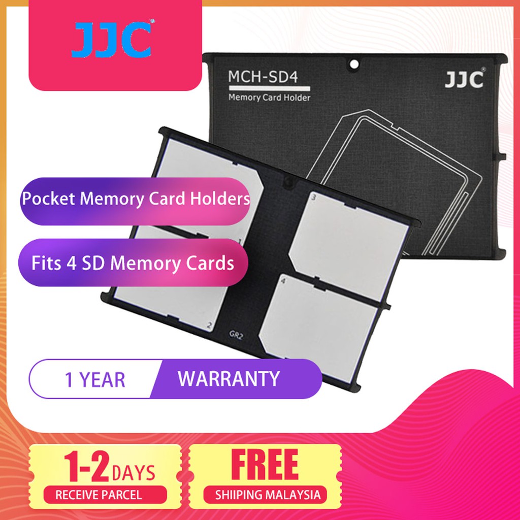 JJC MCHSD4GR Pocket Memory Card Holders fits 4 SD Memory Cards for