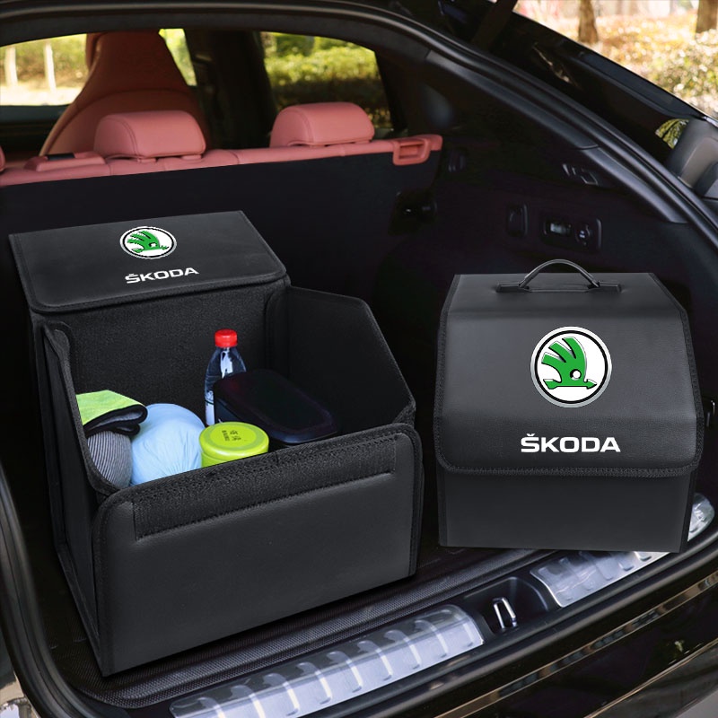 Car Foldable Storage Box Trip Leather Organizer Bag For Skoda Octavia