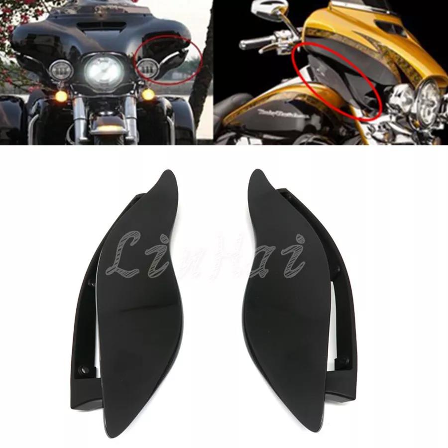 Dark Smoke ABS Adjustable Air Deflectors Side Wing Cover For Harley