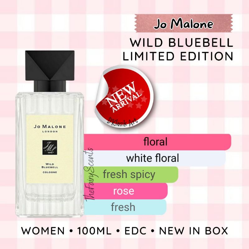 JO MALONE WILD BLUEBELL LIMITED EDITION EAU DE COLOGNE 100ML