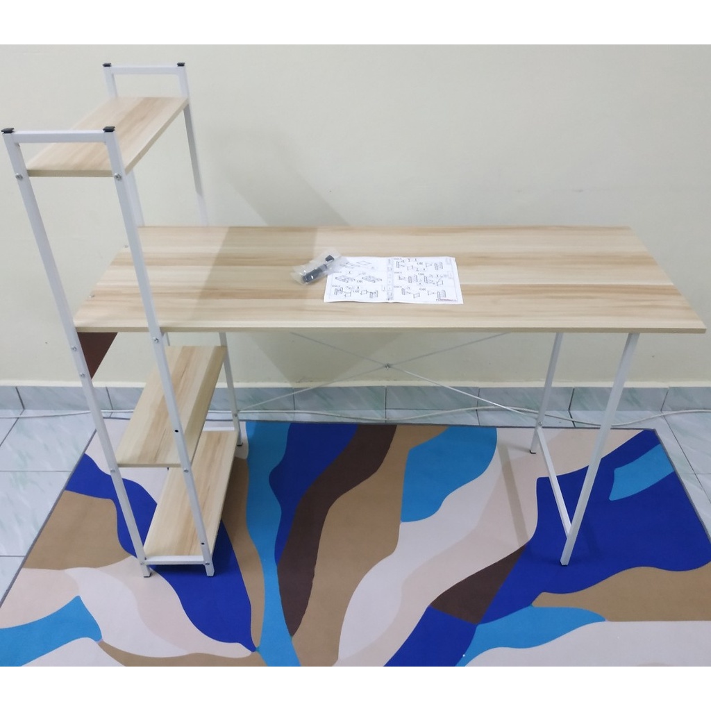 Study Desk Meja Belajar Modern Computer Study Table Multipurpose Shelf ...