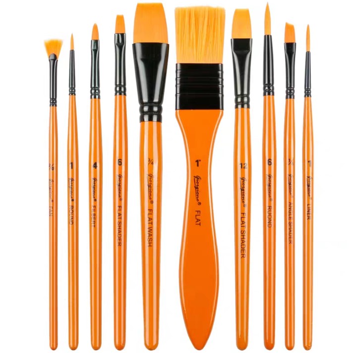 1set/10pcs Multifunctional Flat Paintbrushes Liner Brushes