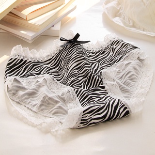 Zebra Leopard Print Underwear Women Mid-waist Briefs Temptation Lace  Traceless Panties Women Lingerie