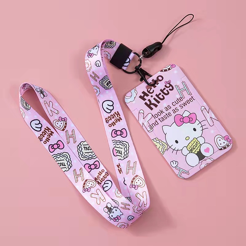 Hello Kitty card holder cartoon with lanyard neck strap card holder