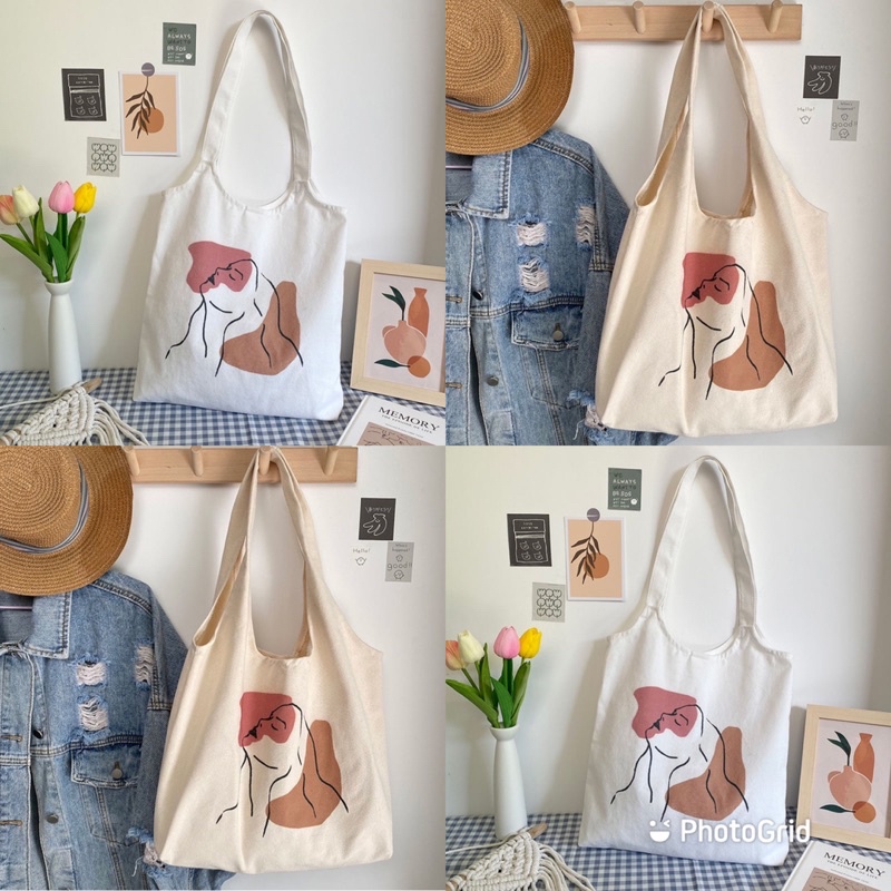 UUCORNER] canvas tote bag sleeping beauty ins student office big