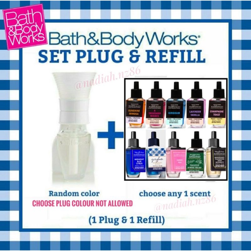 BATH AND BODY WORKS PLUG BASIC WALLFLOWER PLUG BULB AND REFILL SET HOME