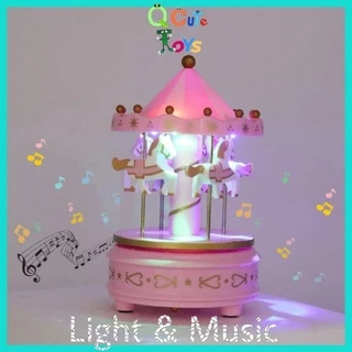 Merry Go Round Music Box with Light Cake Decoration Cake Topper Christmas Gift 带灯旋转木马音乐盒