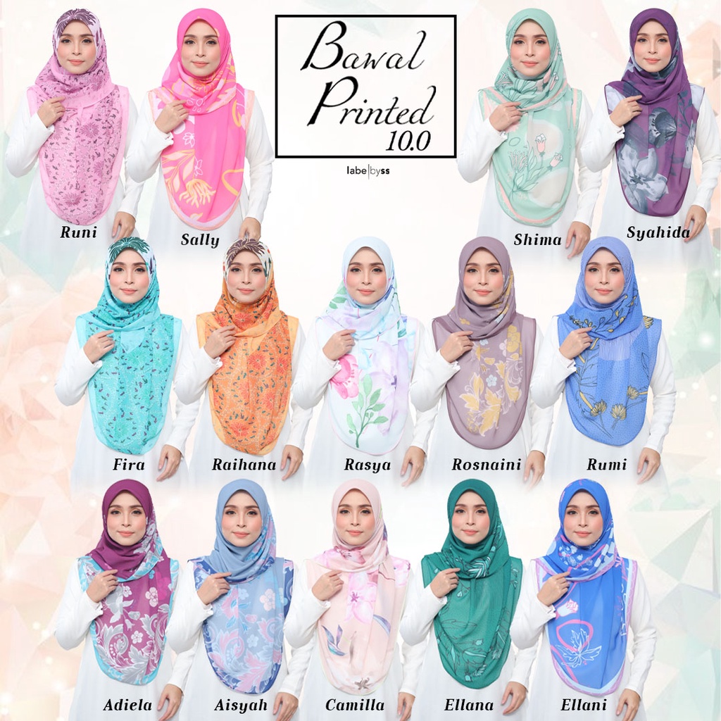 Tudung Bawal Chiffon Printed 10.0 Bidang 50 & 55 | Shopee Malaysia