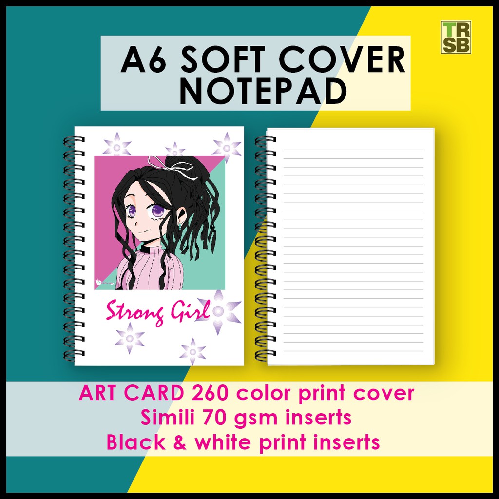 A6 Custom Notepad Softcover Art Card 260 with PRINTED inserts | Wire-O ...