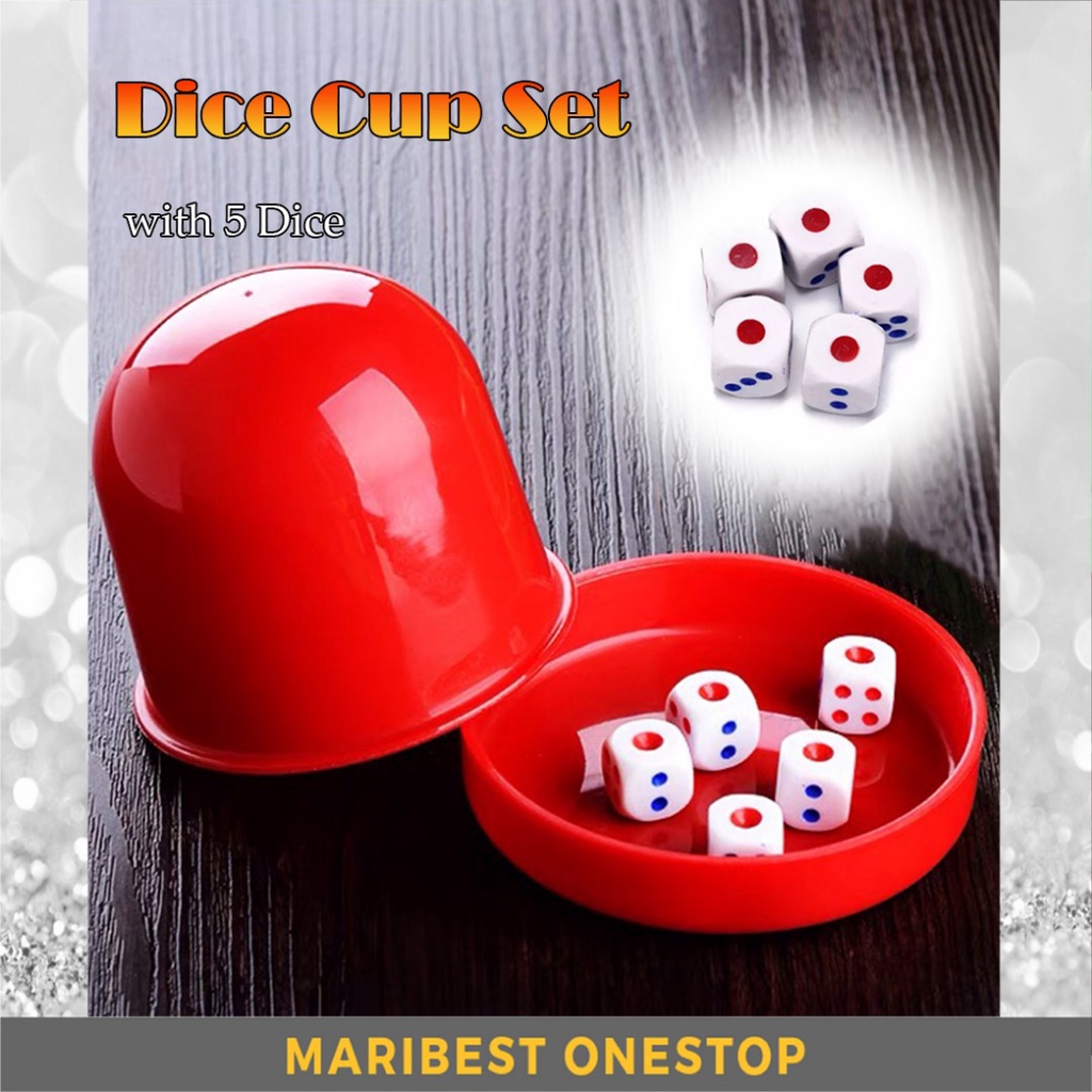 Dice Cup Set with 5 Dice Shake Dice Cup Dice Game Drinking Board Game Liar’s Dice 手动托底骰盅加5粒骰子