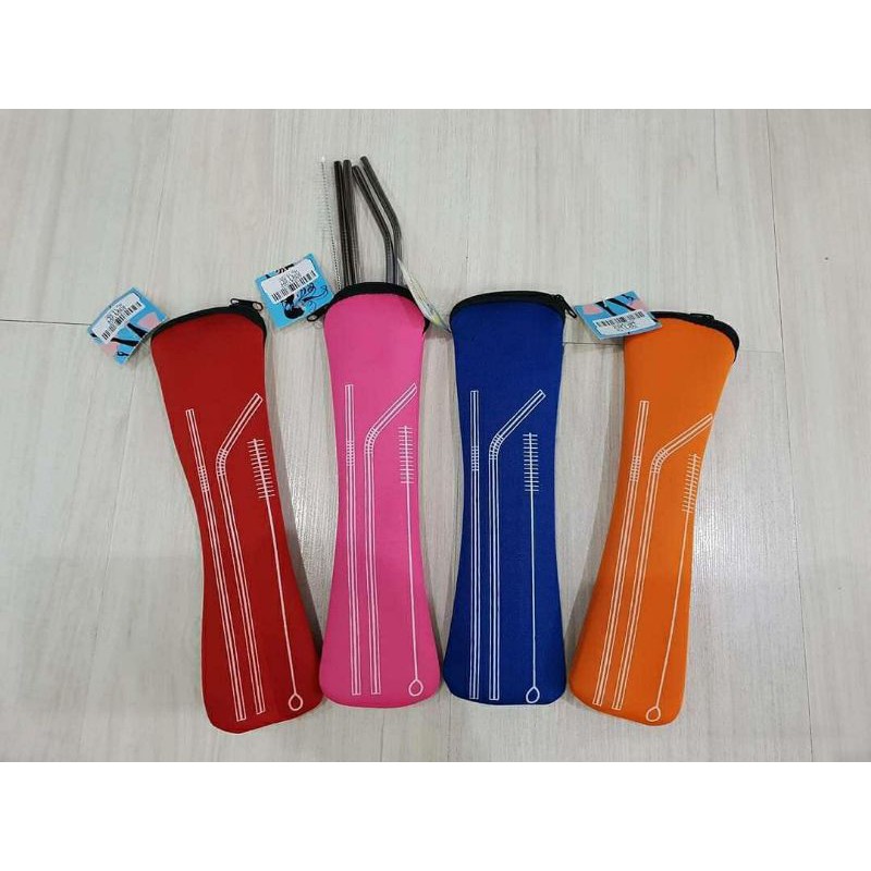 Straw + Sliding Bag/Stainless Straw/Straw Set 4 in 1/Drinking Spoon Set ...