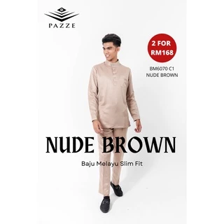 BM6070 Pazze Baju Melayu Slim Fit - Nude Brown