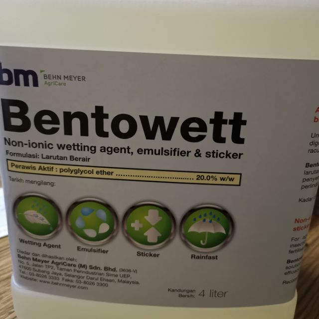 BEHN MEYER BENTOWETT EMULSIFIER & STICKER 4 LITRE | Shopee Malaysia