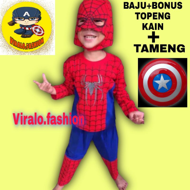 Spiderman Clothes Boys Suit Cloth Mask And Shield Captain America Toys