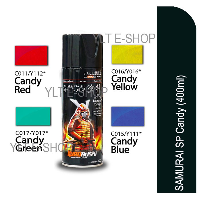 SAMURAI Spray Paint ( Candy Red / Candy Blue / Candy Yellow / Candy Green) Shopee Malaysia