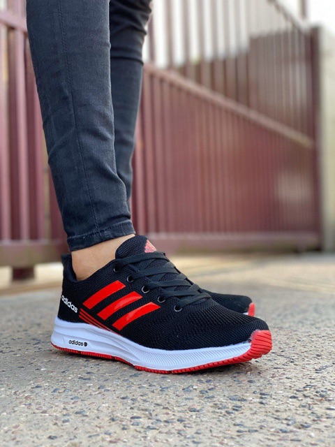 Adidas cloudfoam black red hotsell