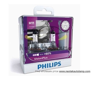 Philips VIsion Plus 60% H7 55W Two Bulbs Head Light Low Beam