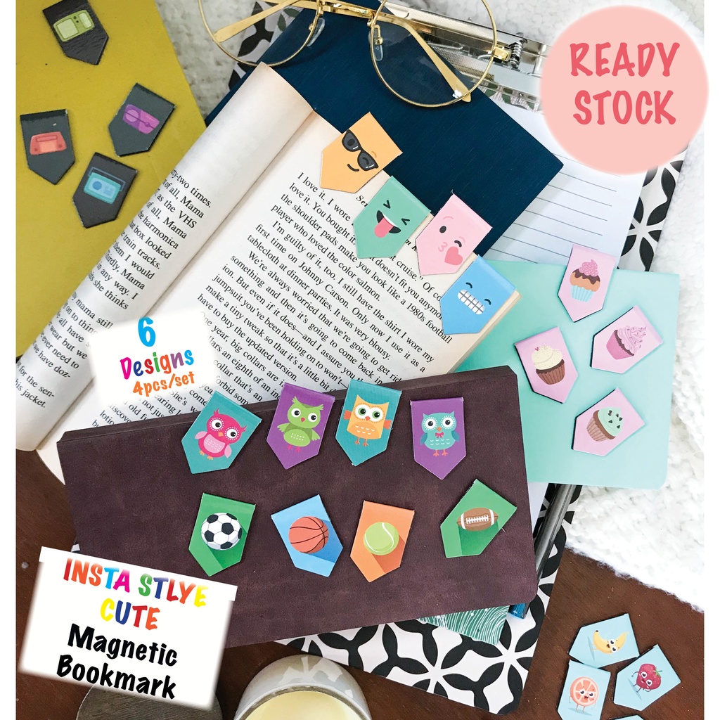 [READY STOCK] 4pcs Magnet Bookmark 6 Cute Designs Magnetic Office ...