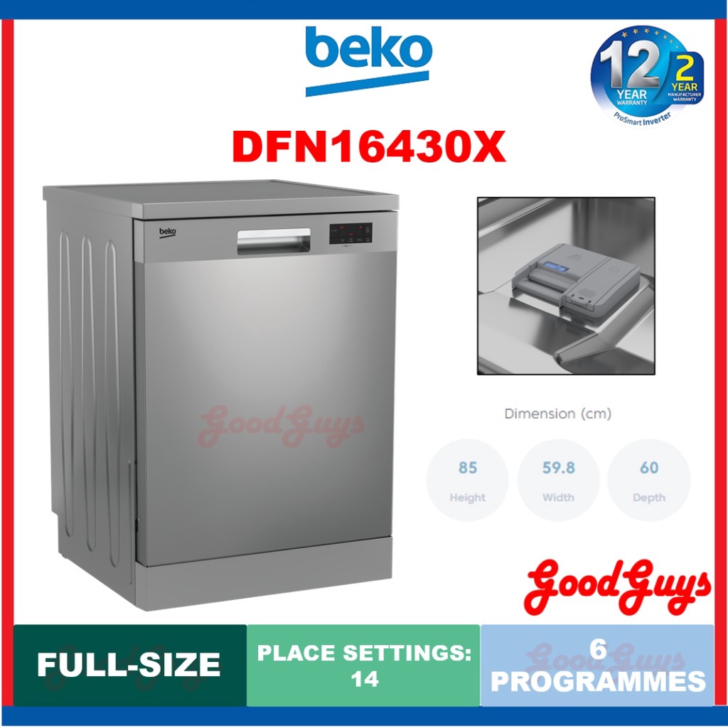 Beko DFN16430X Freestanding / Table Top Dishwasher 14 place settings