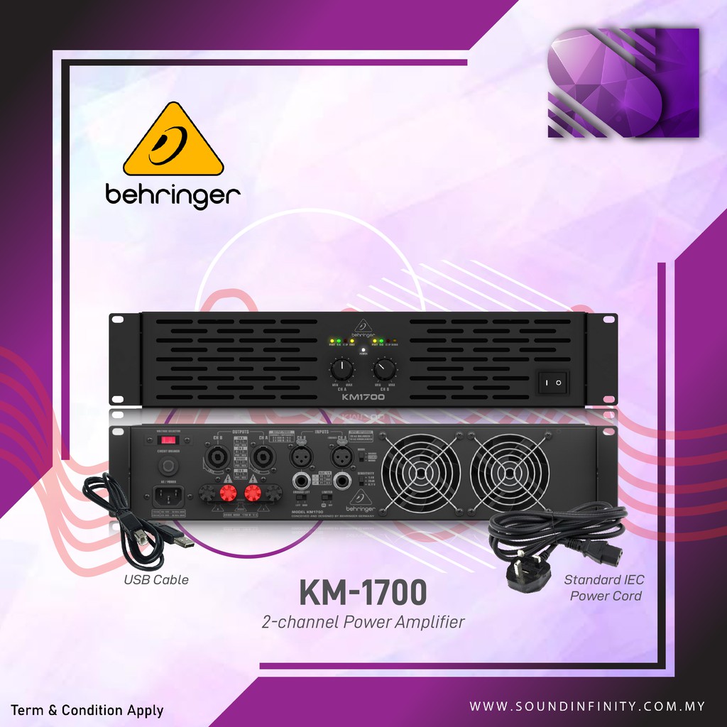 Behringer KM1700 1700watt 2channel Power Amplifier (KM1700) Shopee