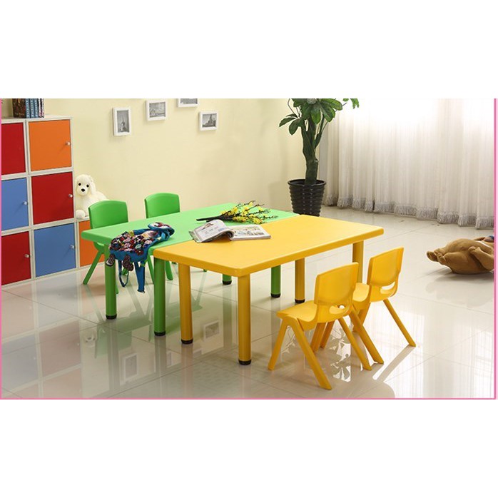 Kindergarten Rectangular Kid Study Table with Adjustable Table Height ...