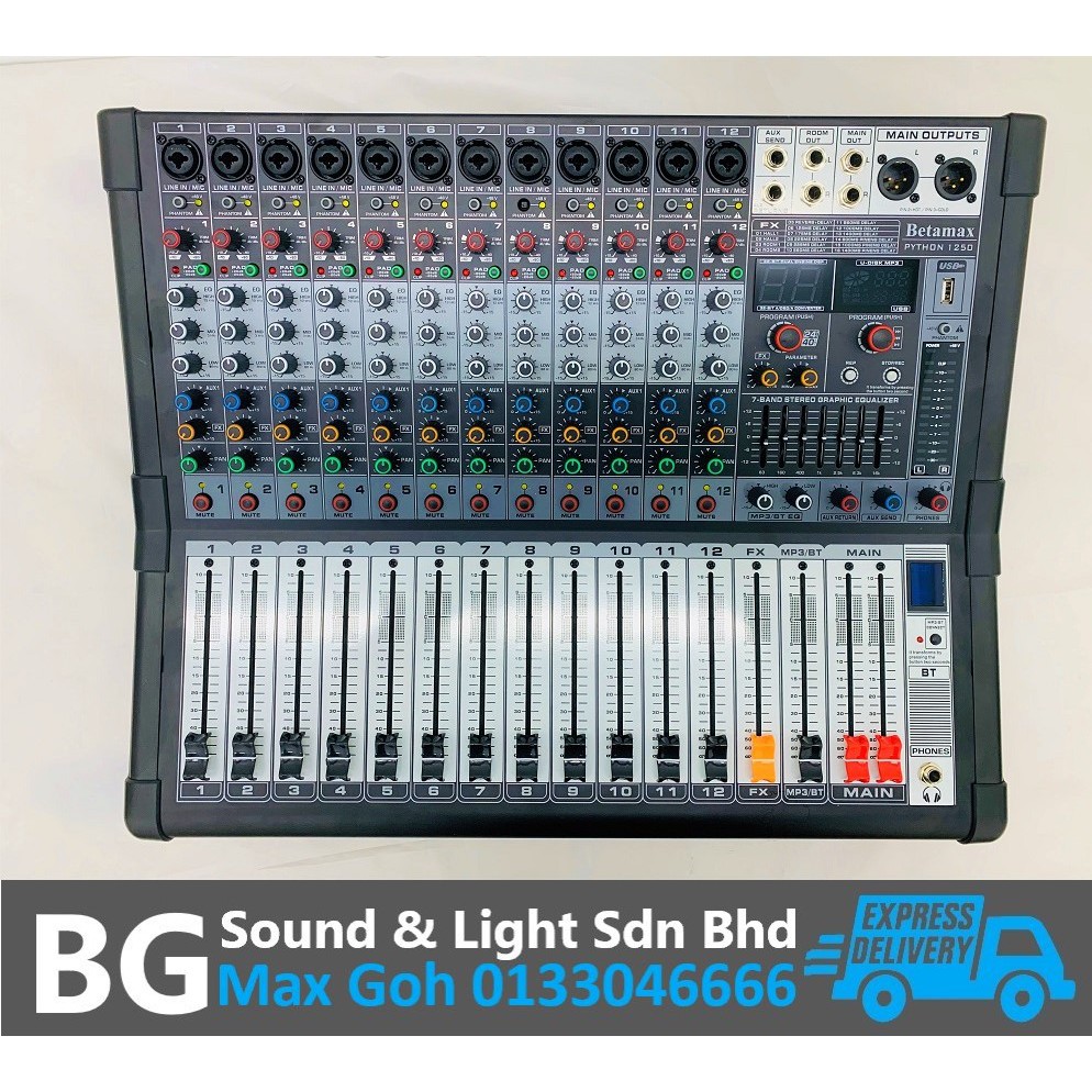 Betamax Python 1250 12 Channel 500W Per Channel Powered Mixer With USB ...