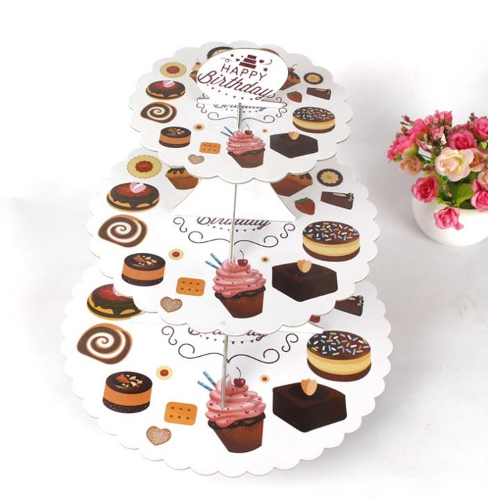 3-layer Cake Stand Three-tier Round Foldable Paper Cake Holders ...