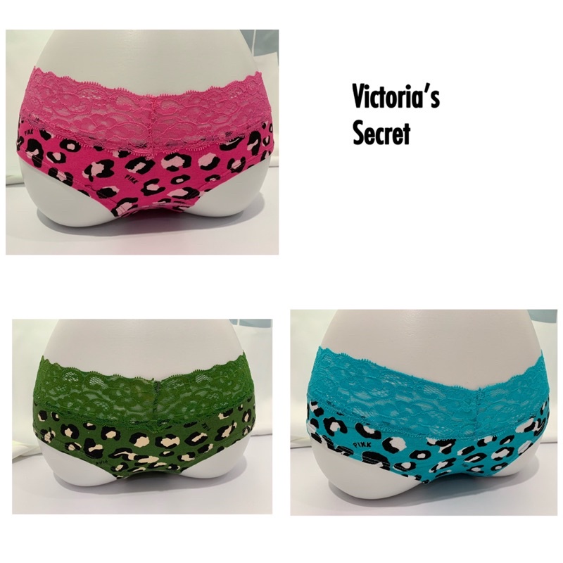 Victoria's Secret Pink animal print lace cheekster panties size medium