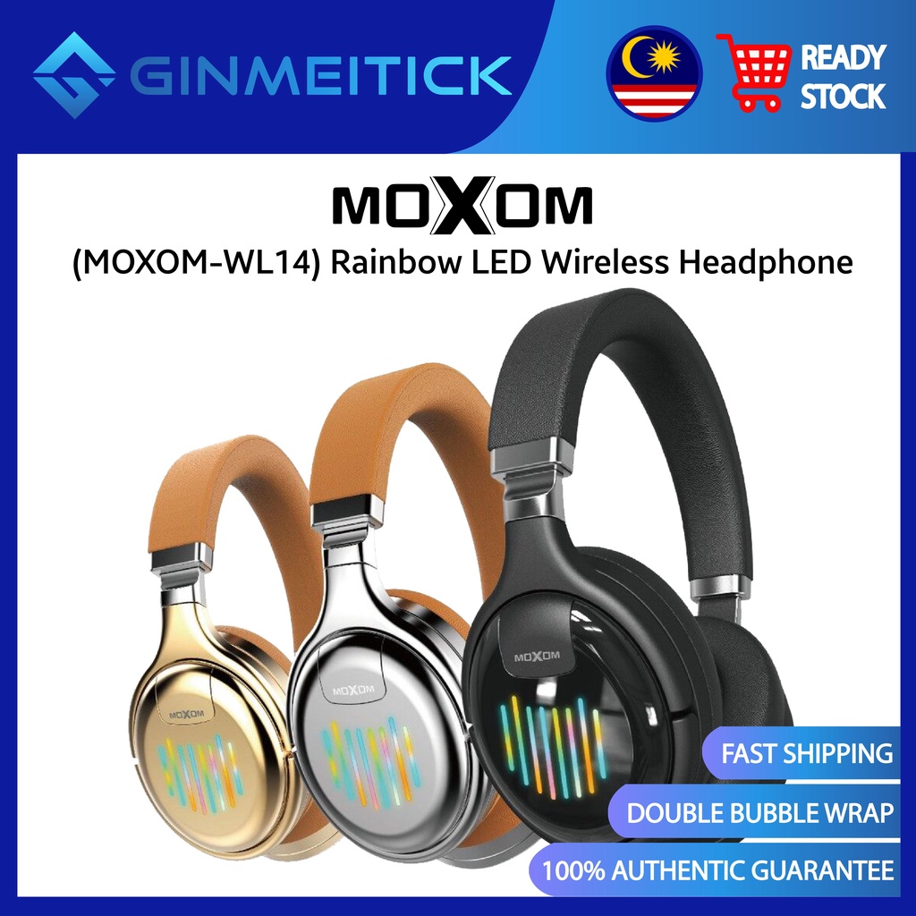 MOXOM-WL14 Rainbow LED Wireless Headphone Shopee Malaysia