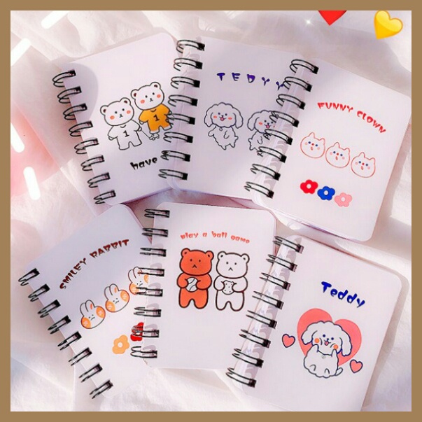 Ins Cute Kawaii Cartoon Design Small Ring Mini Portable Work Notebook ...