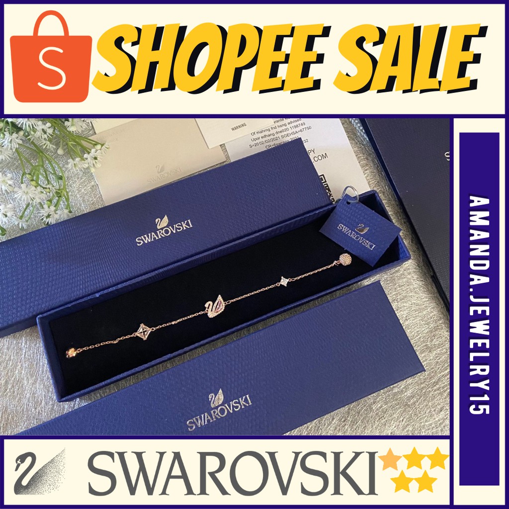 Swarovski Collection Dazzling Swan Crystal Bracelet (Rosegold) | Shopee ...