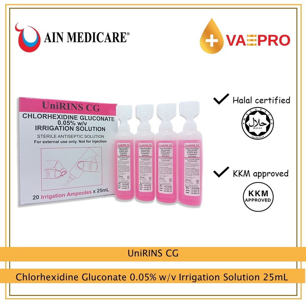 Unirins cg chlorhexidine gluconate 0 05 w v irrigation solution