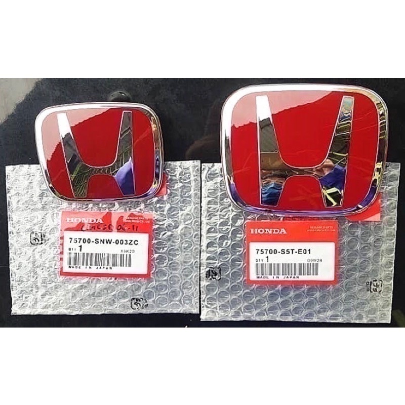 HONDA CIVIC FD H RED / FRONT GRILLE REAR BONNET BOOT EMBLEM LOGO 2006 ...