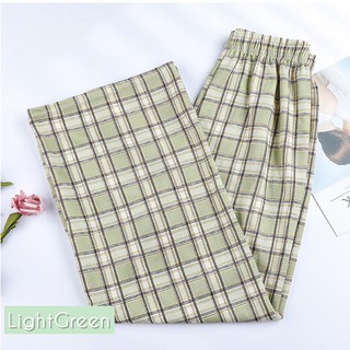 READY STOCK Korean Style Loose Wide Leg Pants Checkered Plaid