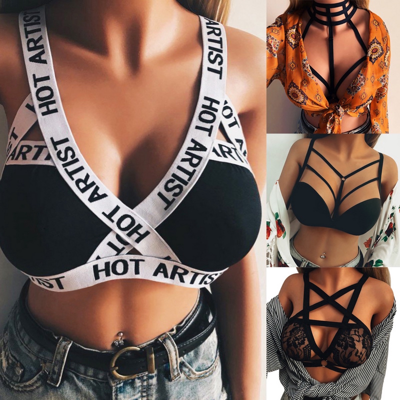 Ready Stockwomen Sexy Lingerie Lace Bandage Triangle Bralette Bustier Crop Tops Bra Vest Corset 