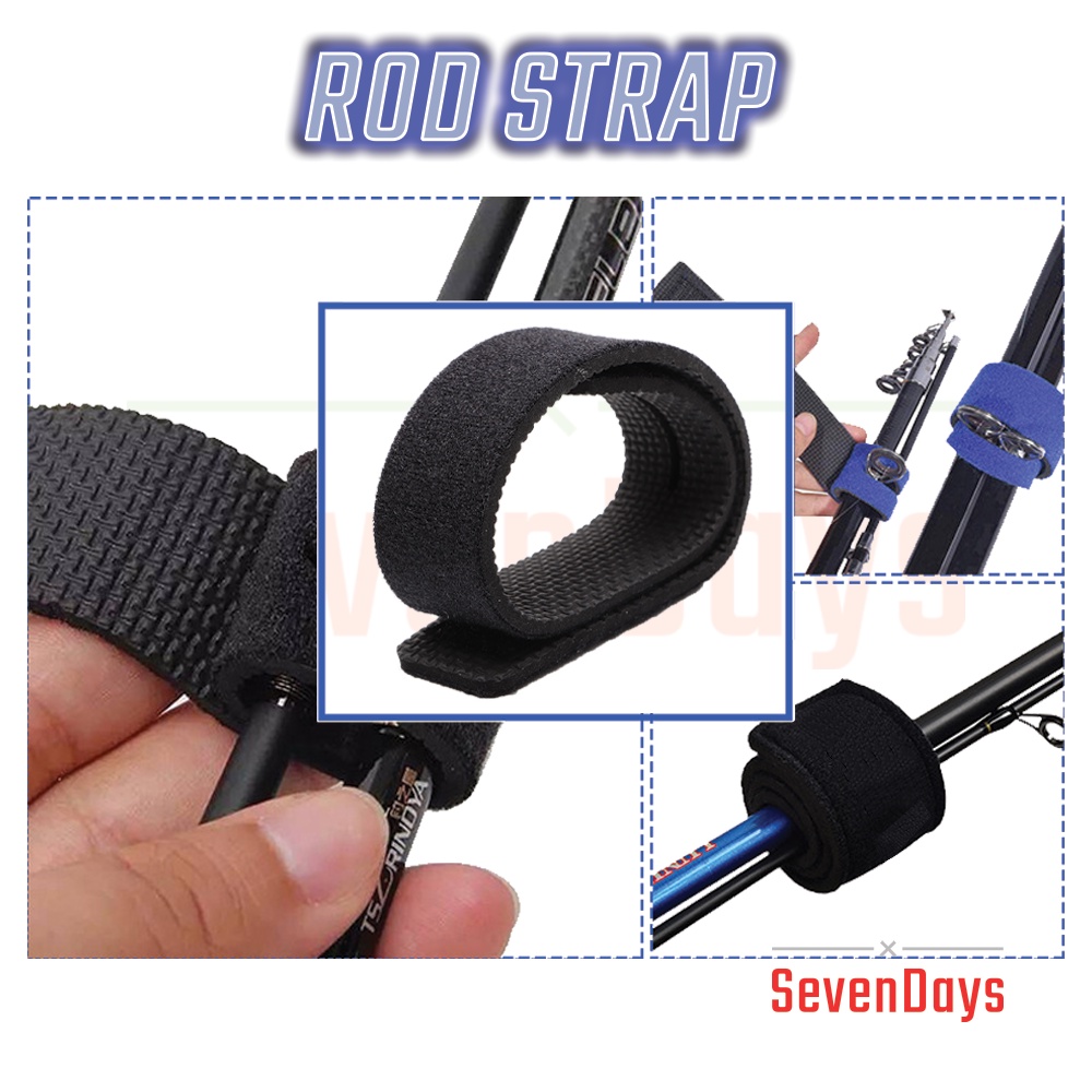 SevenDays Fishing Rod Tie Strap Belt Wrap Band Holder Travel Accessories  Ikat Pengikat Joran Pancing Ikan Tool Tackle