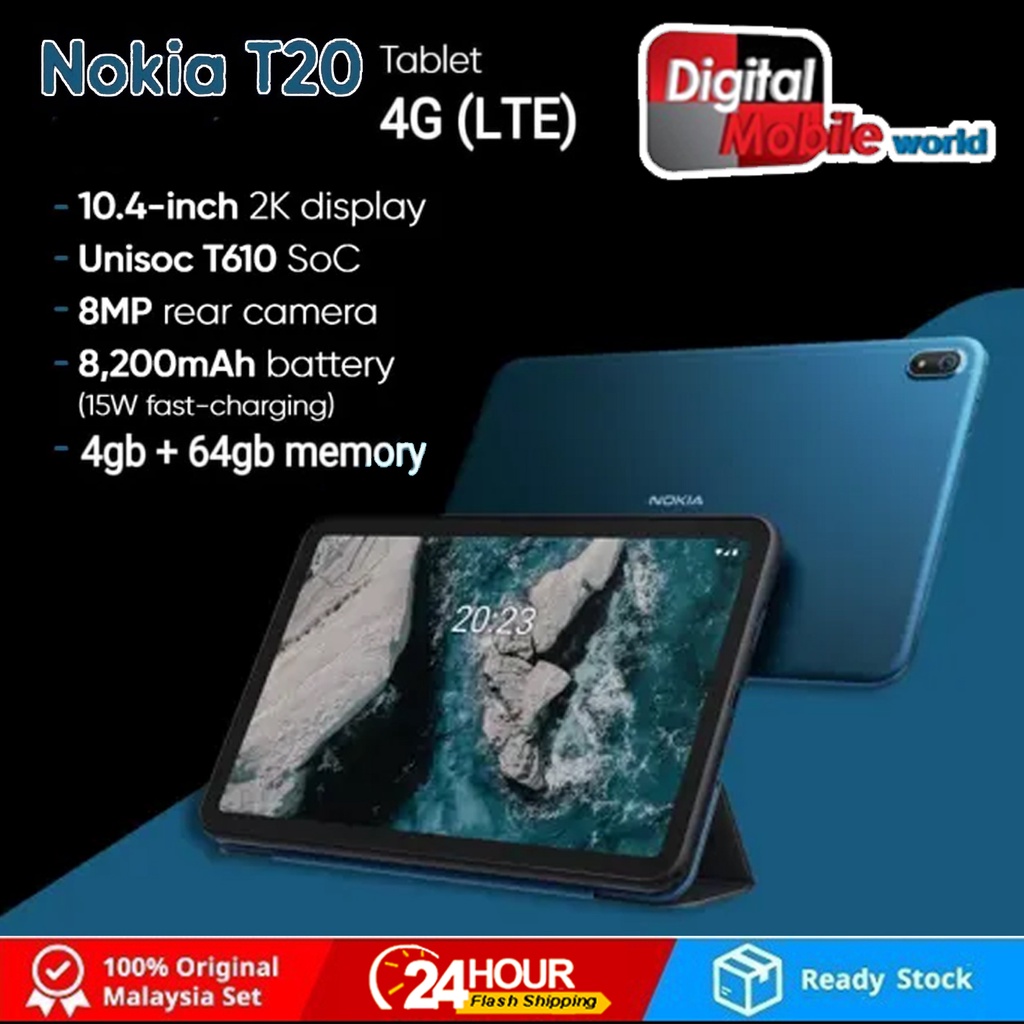 Nokia T20 Tablet (10.4” + 4GB RAM + 64GB ROM) | Shopee Malaysia
