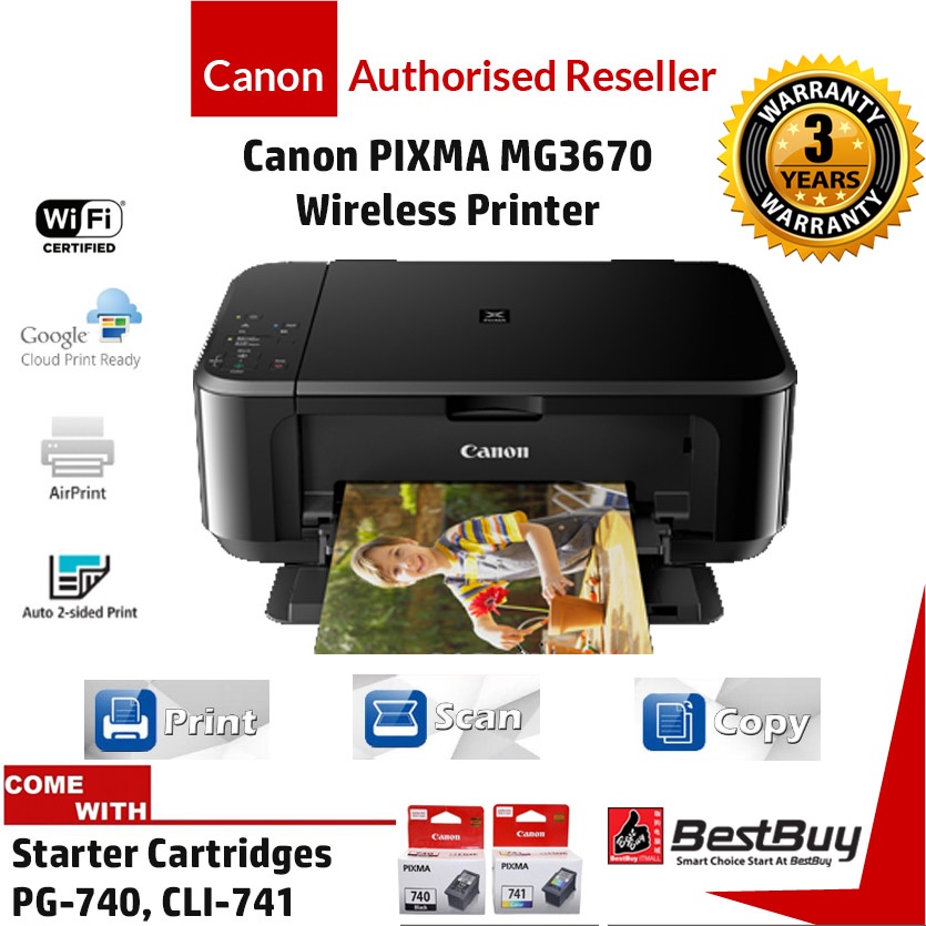 Canon Pixma MG3670 A4 Home&Photo AIO Inkjet Printer / Duplex Print ...