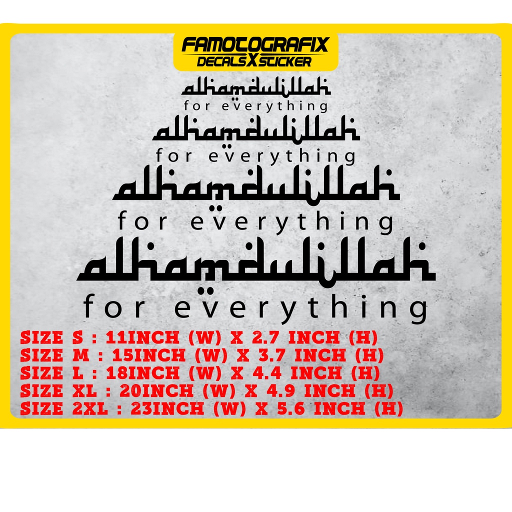 STICKER ALHAMDULILLAH FOR EVERYTHING TYPE 1 CAR STICKER KERETA MYVI ...