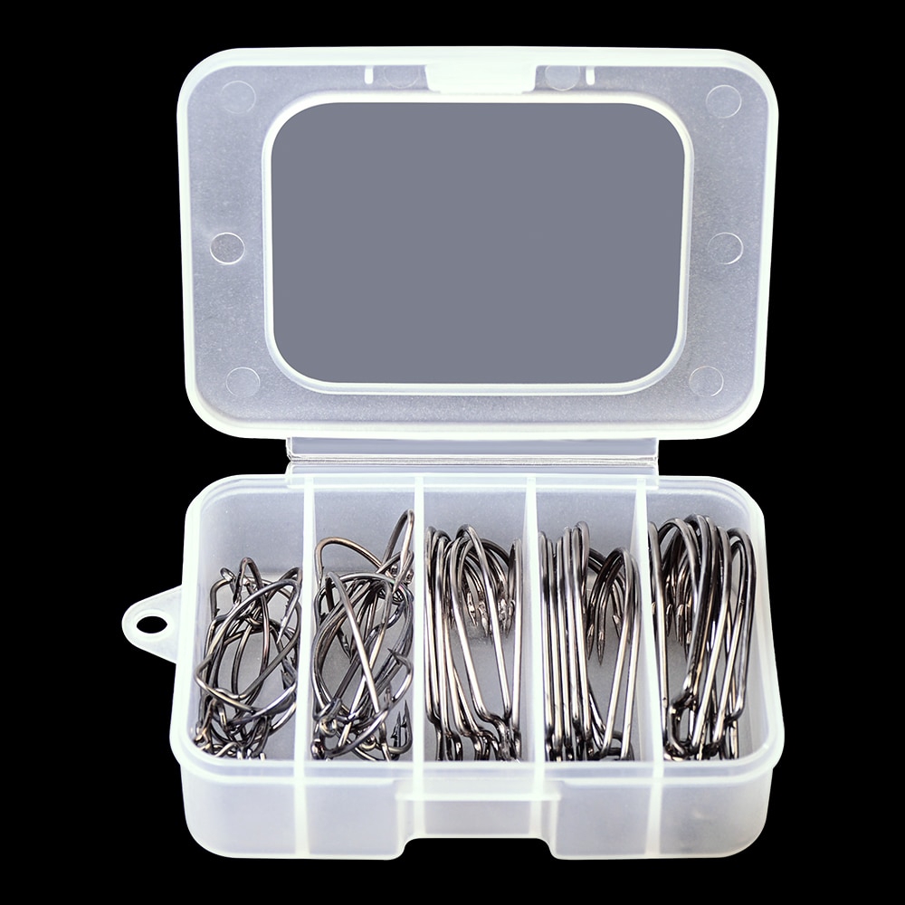 Fishing Hook Box Set 50pcs Jigging Hook Weedless Hook 1/0-5/0 Soft Plastic  Lure Hooks Mata Kail HK38105