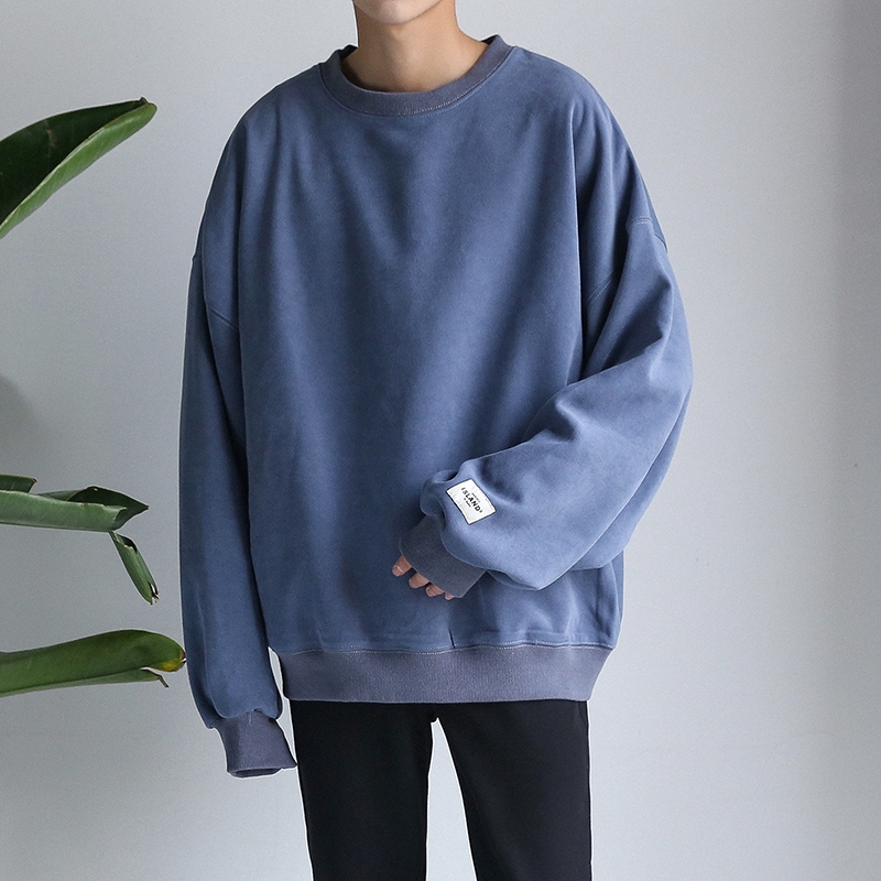 Rishang】Men Pullover Sweatshirt Korean Fashion Oversized Sweater