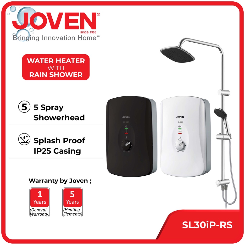 JOVEN Instant Water Heater Dc Pump SL30IP-RS Black/White Rain Shower ...