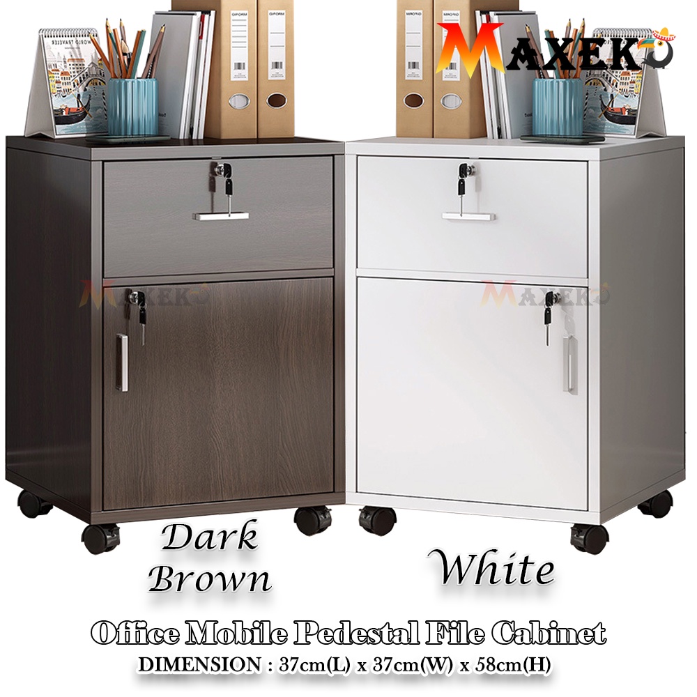 MAXEKO 🕊 DG0018 Office Mobile Pedestal File Cabinet with Wheels Drawers ...