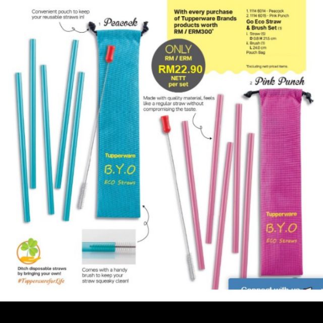 Go eco straw and brush set tupperware(blue only) | Shopee Malaysia