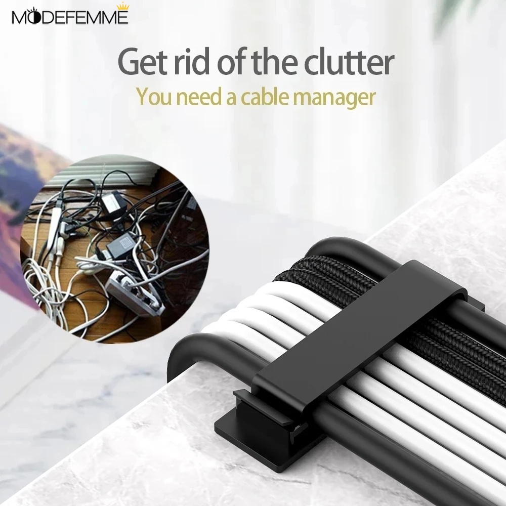 Self-adhesive Desktop Cable Fixer Data Cable Organizer Cable Management ...