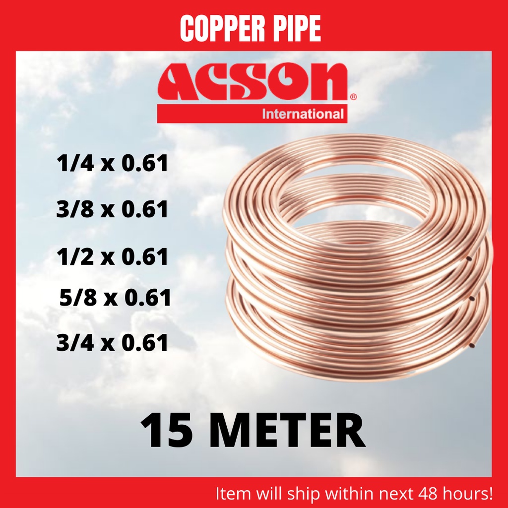 (1/4 , 3/8 , 1/2 , 5/8 , 3/4)Copper Tube Copper Pipe Aircond ACSON Shopee Malaysia