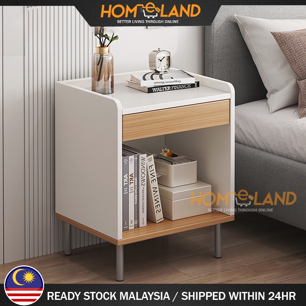 HOMELAND Modern Bedside Table Cabinet Drawer Storage Bed Side Table ...